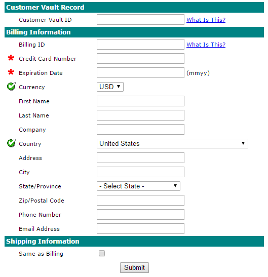 PCI Compliant Customer Vault Credit Card Storage
